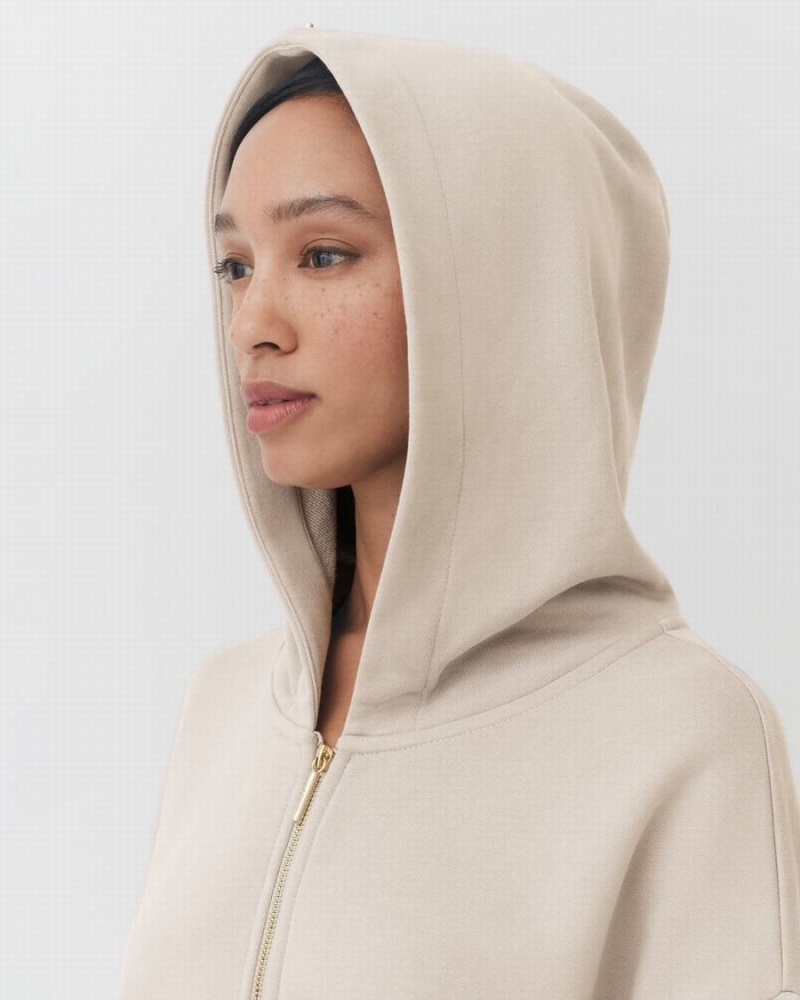 Cuyana Terry Zip Front Hoodie Dames Room Wit | FWS4137UX
