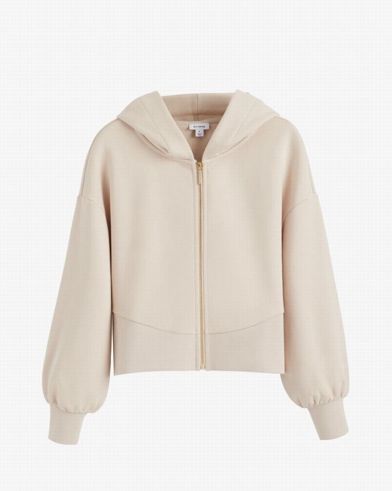 Cuyana Terry Zip Front Hoodie Dames Room Wit | FWS4137UX