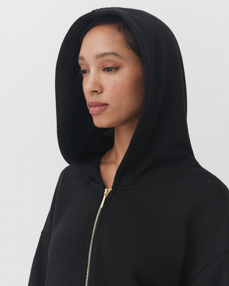 Cuyana Terry Zip Front Hoodie Dames Zwart | QTB535LM