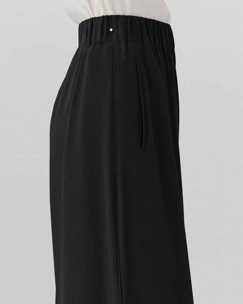 Cuyana Washable Silk Brede-Leg Cropped Broek Dames Zwart | NXH8820MO