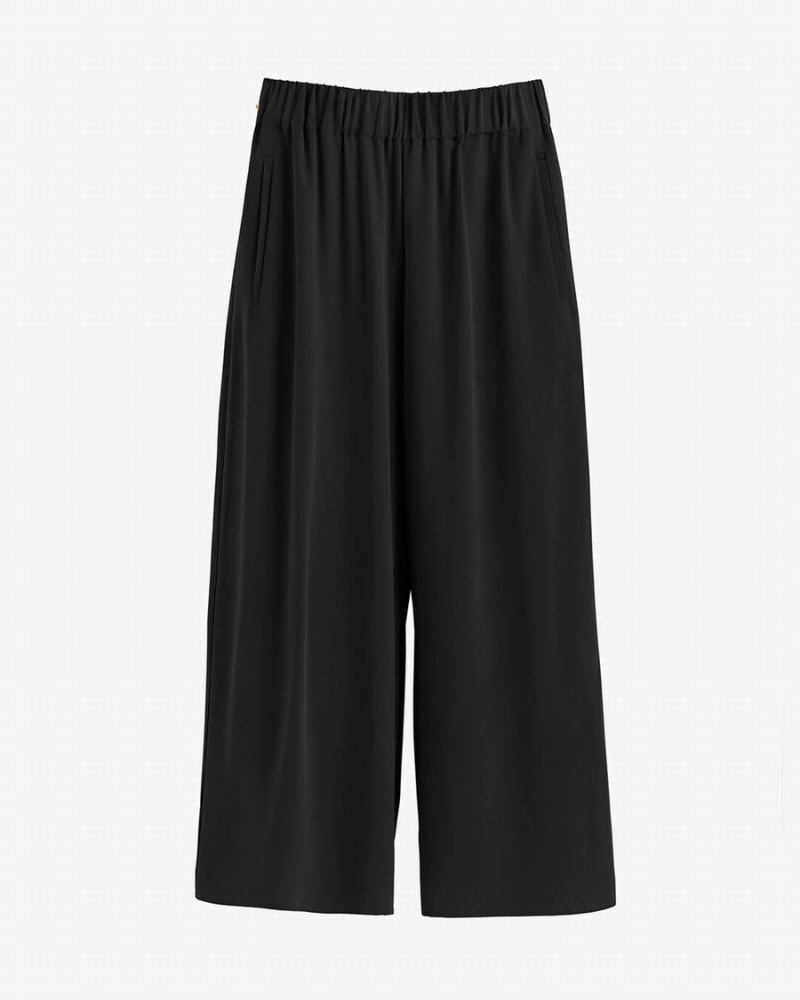 Cuyana Washable Silk Brede-Leg Cropped Broek Dames Zwart | NXH8820MO