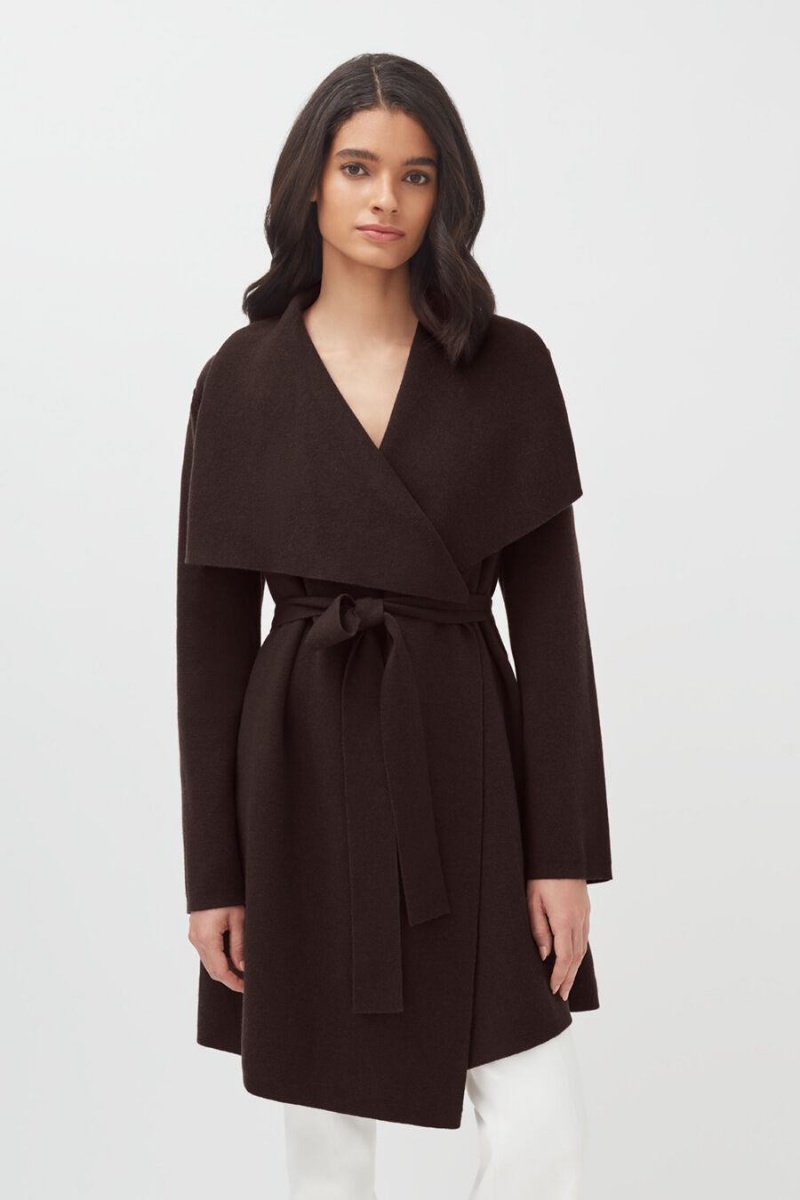 Cuyana Wol Cashmere Kort Wrap Jassen Dames Donkerbruin | SMZ3943GE