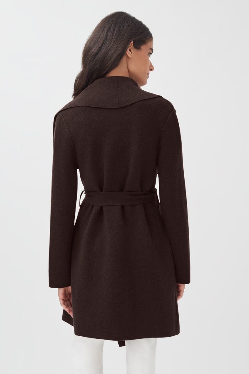 Cuyana Wol Cashmere Kort Wrap Jassen Dames Donkerbruin | SMZ3943GE